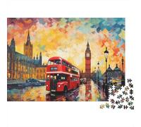 Autobus Rosso Londinese Puzzle 1000 Pezzi Monumento Iconico UK Gioco di Puzzle 1000 Pezzi Carta Città Colorata Relax Attenzione Famiglia Regalo Arredo Casa 52x38cm/1000pcs
