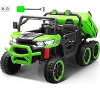 Autocarro con cassone ribaltabile a 2 posti, 24 V, 4 ruote, 6 ruote, giocattoli per bambini grandi con telecomando, auto UTV con letto ribaltabile elettrico, pala giocattolo, luci LED e musica, molla