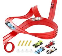 Autocarro per bambini, pista flessibile auto pista giocattolo con 4 auto, autostrada bambini rotola su due al pista rampe portatili per treno 1/64th auto per età 3+