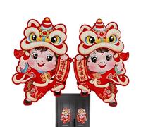 Autocollant Cheval Nouvel An Chinois | Décalque 3D Velours 2 Pièces pour Porte | Décoration Murale pour Fête du Printemps Maison, Mur, Placard, Salon, Chambre, Bureau, Célébration
