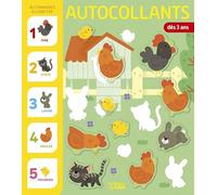 Autocollants éducatifs À la ferme - Je commence à compter de 1 à 5 - Livre d'activités dès 3 ans, animaux de la ferme, chiffres, gommettes