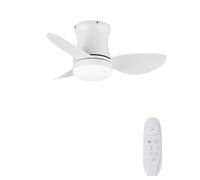 AUTODAY Ventilatore da soffitto bianco con illuminazione e telecomando - Ventilatori da soffitto da 62 cm per interni ed esterni, silenzioso ventilatore da soffitto con luce da 18 W, motore DC 15 W, 6