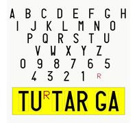 Autodomy Confezione Lettere e Numeri Adesivi per Targa Ripetitrice per Rimorchio e Carrelli Appendice Omologata 8x4 cm | Adesivo Targa Ripetitrice | Serie Completa Adesive