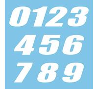 Autodomy Pack 10 Unita Numeri Adesivi per Moto Cross 10x6,5 cm | Adesivi Numeri Moto Resistente Pioggia e UV | Adesivo Numero Auto, Scooter,Casco e Quads ATV Facile Installazione | Colore Bianco