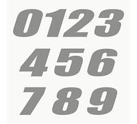 Autodomy Pack 10 Unita Numeri Adesivi per Moto Cross 10x6,5 cm | Adesivi Numeri Moto Resistente Pioggia e UV | Adesivo Numero Auto, Scooter,Casco e Quads ATV Facile Installazione | Colore Argento