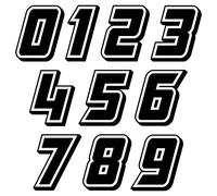 Autodomy Pack 10 Unita Numeri Adesivi per Moto Cross 10x6,5 cm | Adesivi Numeri Moto Resistente Pioggia e al Sole | Adesivo Numero Auto, Scooter,Casco e Quads ATV Facile Installazione | Colore Nero