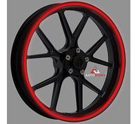 Autodomy Set Completo per 2 Ruota Adesivi Cerchi Moto 10 mm 15-19 Pollici | Riflettente Adesivi x Cerchi Moto Resistente a Pioggia e Raggi UV | Strisce Adesive per Auto e Scooter Rosso