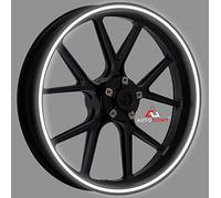 Autodomy Set Completo per 2 Ruota Adesivi Cerchi Moto 10 mm 15-19 Pollici | Riflettente Adesivi x Cerchi Moto Resistente a Pioggia e Raggi UV | Strisce Adesive per Auto e Scooter Bianco