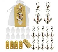 Autoer 50 portachiavi a forma di ancora per bomboniere, bomboniere per ospiti, souvenir creativi con sacchetti regalo e coulisse