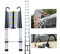 Autofather Scala telescopica da 6,2 m con gancio di sicurezza staccabile, in alluminio telescopico, scala per soppalco multiuso, capacità 150 kg, sicura e compatta