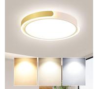 AUTOFigure Lampada a soffitto a LED, Lampada Tonda dimmabile a 3 Colori Full Spectrum Eye-Care per Studio in Camera da Letto, Illuminazione Moderna Minimalista Calda per la casa,Gold-48CM
