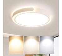 AUTOFigure Lampada a soffitto a LED, Lampada Tonda dimmabile a 3 Colori Full Spectrum Eye-Care per Studio in Camera da Letto, Illuminazione Moderna Minimalista Calda per la casa,White-48CM