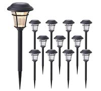 AUTOFigure Solar Garden Lights Outdoor, LED Solar Stake Lights, IP65 Impermeabile Solar Powered Lawn Lights per Pathway Patio Yard,12 PCS- Warm Light
