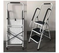 AutoFu, scaletta multiuso pieghevole a 3 gradini in gomma antiscivolo, corrimano in acciaio resistente, carico massimo 150 kg