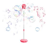 Automatic Bubble Machine, Standing Bubble Maker with Light & Music, Adjustable Height Funny Streetlight Bubble Blower, Bubble Torch for Outdoor Party, Wedding, Birthday, Garden, Yard (Pink)