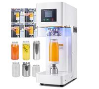 Automatic Can Sealer Machine, 140W Commercial Electric Cup Sealing Machine, PET Plastic Tin Can Cup Can Sealer with Counter & LCD Display, for (5.5cm Dia & 9.2-17cm Height) Pop Cans Sealing,White