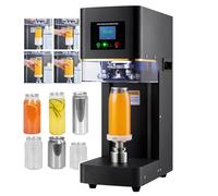 Automatic Can Sealer Machine, 140W Commercial Electric Cup Sealing Machine, PET Plastic Tin Can Cup Can Sealer with Counter & LCD Display, for (5.5cm Dia & 9.2-17cm Height) Pop Cans Sealing,Black