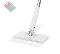 Automatic Cloth Changing Mini Mop, Hands-Free Mini Mop Compatible with Face Towels, 360°Rotating Head Portable Push-Pull Handle Design for Floor Mirror Wall Bathroom Kitchen (White,94CM)
