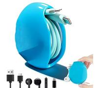 Automatic Cord Reel, Automatic Cord Reel for Phone Cords, 2026 Upgrade Retractable Extension Travel Cord Organizer for Usb Cable Headset Cord Charger Cable (Blue)