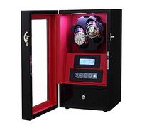 Automatic Double Watch Winder Box Wooden Storage Box Touch Display Screen Piano Paint Finish Quiet Motor (Red)