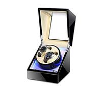 Automatic Double Watch Winders Box with LED Light Quiet Motors Piano Paint Fit Women Men Watches AC Adapter or Battery Powered (Black+White)