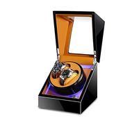 Automatic Double Watch Winders Box with LED Light Quiet Motors Piano Paint Fit Women Men Watches AC Adapter or Battery Powered (Black+Brown)