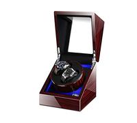Automatic Double Watch Winders Box with LED Light Quiet Motors Piano Paint Fit Women Men Watches AC Adapter or Battery Powered (Red+Black)