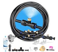 Automatic Garden Irrigation System, Mist Cooling System with Brass Mist Nozzles & Water Filter, Pre-Assembled Water Mist Cooling System for Greenhouses (10M)