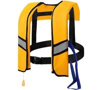 Automatic Inflation Kayaking Vest for Adults, Lightweight Buoyancy Aid with Adjustable Buckles and Durable Nylon Fabric, Ideal for Water Sports Activities Including Boating(Yellow)