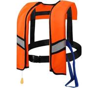 Automatic Inflation Kayaking Vest for Adults, Lightweight Buoyancy Aid with Adjustable Buckles and Durable Nylon Fabric, Ideal for Water Sports Activities Including Boating(Orange)
