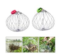 Automatic Self-Closing Fishing Net Cage, Universal Collapsible Crab & Fish Trap with Steel Wire, for Saltwater Seawater Outdoor Fishing Accessories (52cm 20Strand Steel)