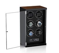 Automatic Single Watch Winder Extremely Silent Motor LCD with Touch Panel with LED Backlight with 5 Rotation Mode Setting with Remote Control Wood Shell Piano Paint Exterior (Black 6 epitope)