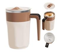 Automatic Stirring Coffee Cup with Temperature Display,Rechargeable Self Stirring Coffee Mug with Lid,Multifunctional 400ML Spin Mug,Mixing Cup for Coffee Milk Other Beverages Home Office (Brown)