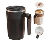 Automatic Stirring Coffee Cup with Temperature Display,Rechargeable Self Stirring Coffee Mug with Lid,Multifunctional 400ML Spin Mug,Mixing Cup for Coffee Milk Other Beverages Home Office (Black)