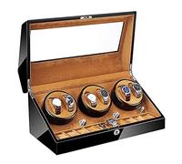 Automatic Watch Winder 6+10 Super Quiet Motor with LED Backlight Watch Winder Box Piano Paint Exterior 4 Rotation Mode (D)