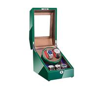 Automatic Watch Winder Box 2+3 with Blue LED Light Green Piano Paint Exterior 4 Rotation Modes Quite Motors (B)