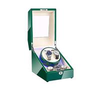 Automatic Watch Winder Box 2+3 with Blue LED Light Green Piano Paint Exterior 4 Rotation Modes Quite Motors (C)