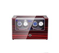 Automatic Watch Winder Box 4 with LED Light in Wood Shell And Leather Piano Paint Exterior Super Quiet Motor (A)