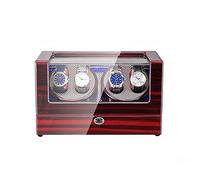 Automatic Watch Winder Box 4 with LED Light in Wood Shell And Leather Piano Paint Exterior Super Quiet Motor (C)