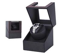 Automatic Watch Winder Box Case Single Watch Winders Carbon Fiber Watch Storage Case Display Box with Quiet Motor Battery Powered Or AC Adapter