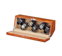 Automatic Watch Winder Box Solid Wood with Clear Glass Top 4 Rotation Mode Super Quiet Motor Support USB Power (Beige 2+0)