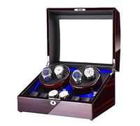 Automatic Watch Winder Box Storage Display Clear Glass Top 4 Rotation Mode Super Quiet Motor Piano Finish (4+6)