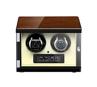Automatic Watch Winder Double Watch Winder Box LCD Touch Screen Display Built-in Illumination Silent Motor Wood Shell (White)