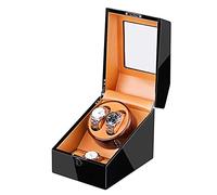 Automatic Watch Winder for 2 Watches + 3 Storage Quiet Motor Adapter And Battery Powered Wood Shell Piano Paint Exterior(C-A