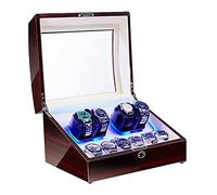Automatic Watch Winder for 4 Watches + 6 Storage Soft Watch Pillow LED Illumination Super Quiet Motor AC Adapter And Battery Powered (White)