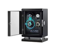 Automatic Watch Winder for 4 Watches Smart Fingerprint with Remote Control Display Screen Built-in Illumination Blue LED Light with Super Quiet Motor