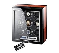 Automatic Watch Winder LCD Touch Screen Display Super Quiet Motor Wooden Piano Finish with Remote Control LED Elegant Showcase