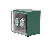 Automatic Watch Winder Watch Automatic Double Watch Winder with Soft Flexible Watch Pillows PU Leather Exterior Quiet Motors 4 Rotation Mode Setting (Green)