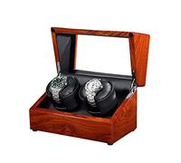 Automatic Watch Winder with Quiet Motors 5 Rotation Mode Settings by AC Adapter Or Battery Winding Jewelry Box Solid Wood Shell (Black 2+0)