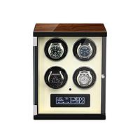 Automatic Watch Winder with Quite Motor-Unique Built-in Illumination with Remote Control Display Screen LCD with Touch Panel Wood Shell Piano Finish Beige (4 epitope)